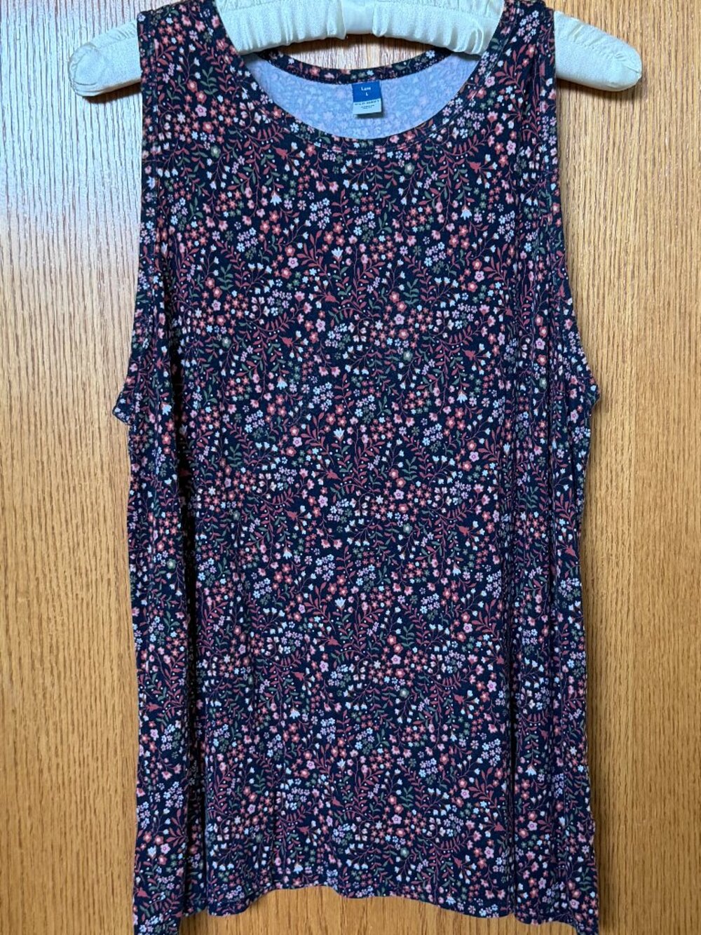 Luxe Floral Swing Tank Top Navy Pink Green Size Large